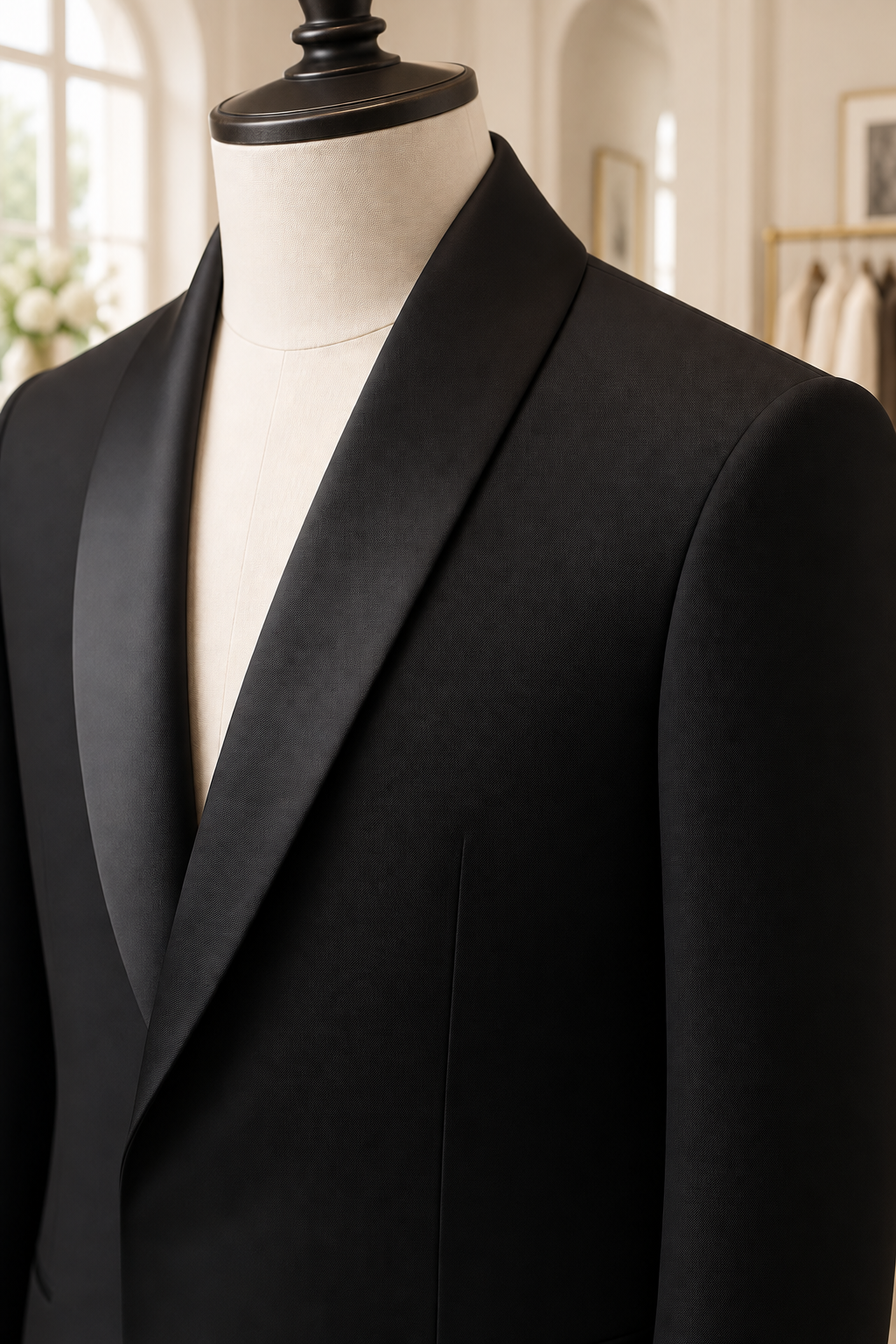 Shawl collar tailoring detail