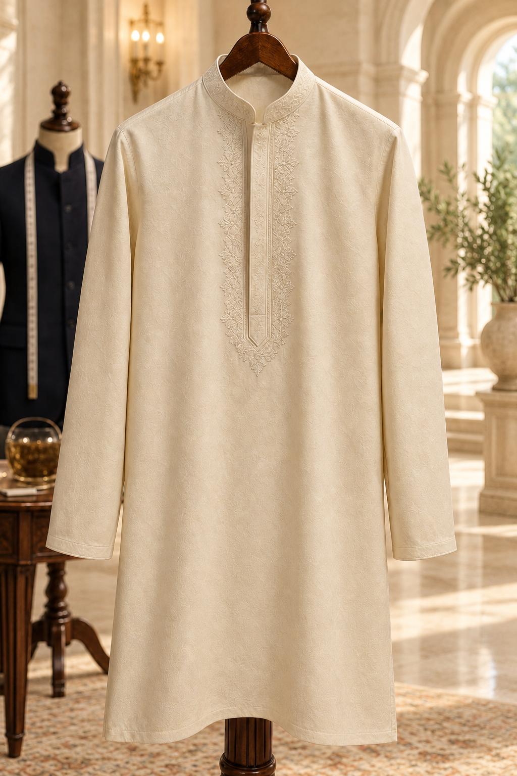 Ivory Embroidered Kurta
